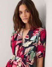 Jemima Floral Midi Shirt Dress, Red (RED), large