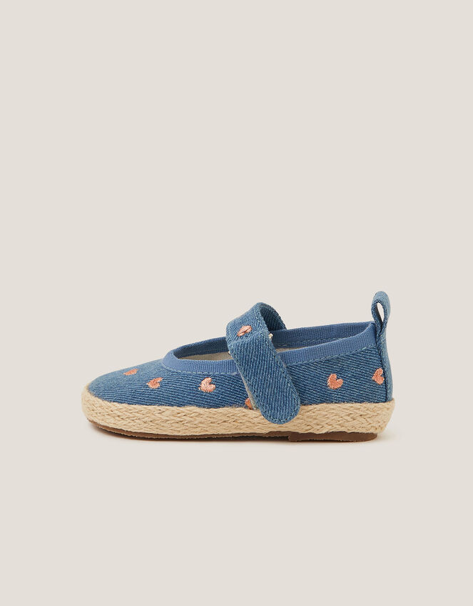 Baby Denim Espadrille Shoes, Blue (BLUE), large