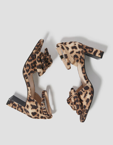 Abril Leopard Print Bow Heels, Brown (BROWN), large