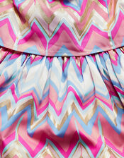 Zig Zag Layered Dress in Recycled Polyester, Blue (BLUE), large