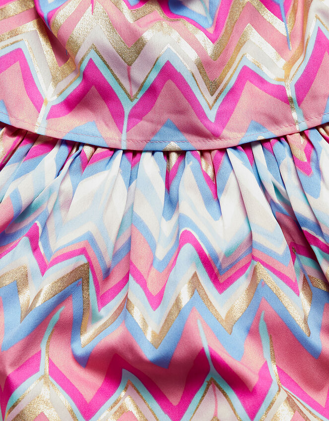 Zig Zag Layered Dress in Recycled Polyester, Blue (BLUE), large