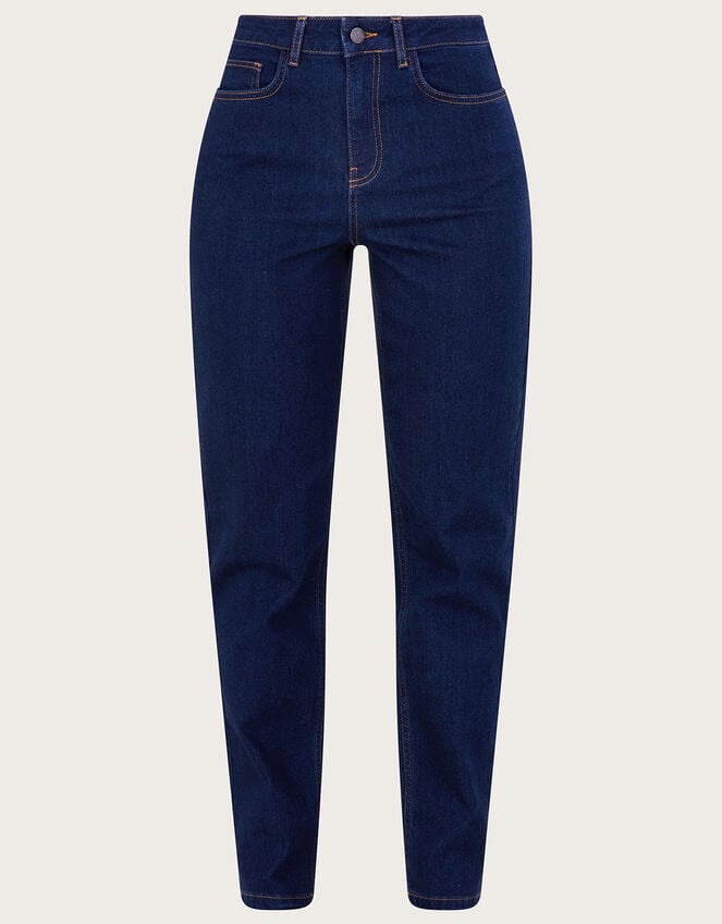 High Rise Straight Denim Jeans, Blue (INDIGO), large