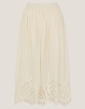 Grace Cutwork Midi Skirt , White (WHITE), large