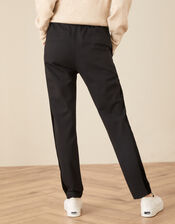 Velvet Trim Jersey Trousers, Black (BLACK), large