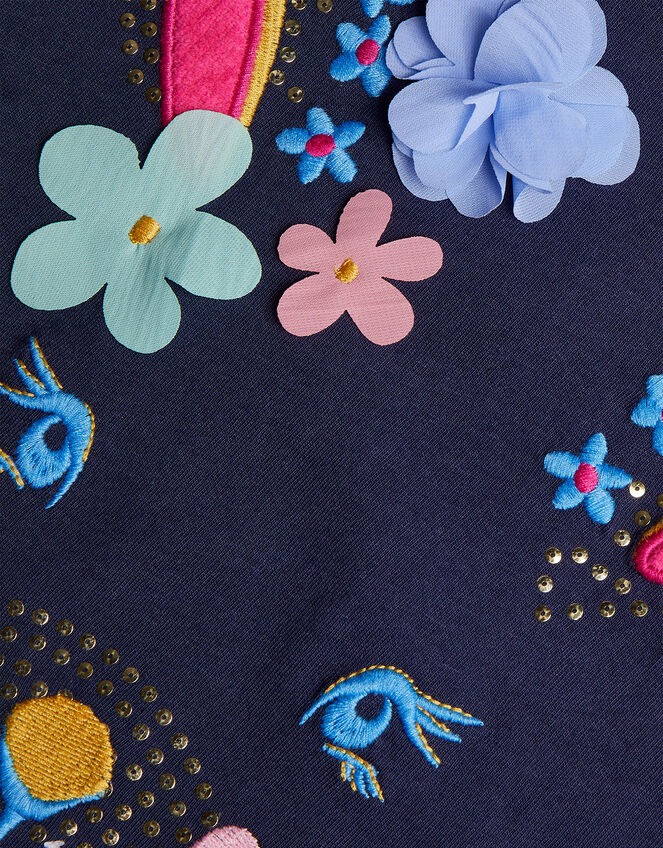 Embroidered Bunny Pyjama Set, Blue (NAVY), large
