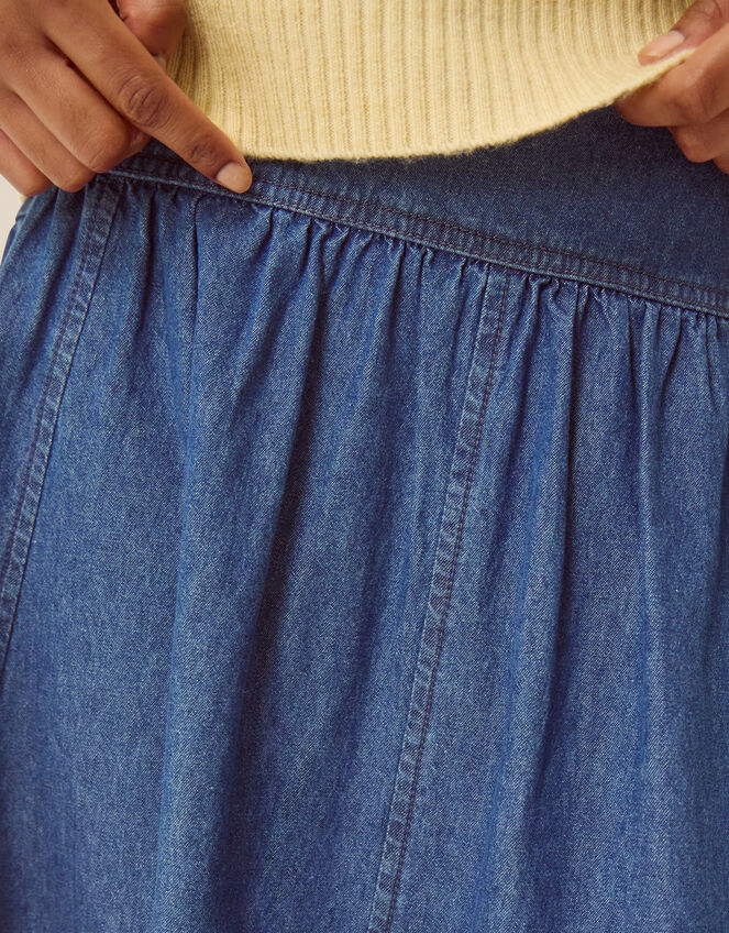 Paloma Denim Midi Skirt, Blue (MID AUTHENTIC BLUE), large