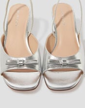 Frida Metallic Slingback Kitten Heels, Silver (SILVER), large