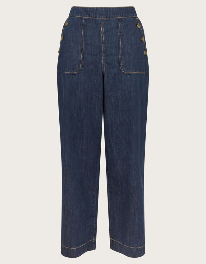 Harper Short Wide Leg Crop Jeans, Blue (INDIGO), large