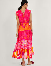 Bandhani Contrast Print Midi Dress, Red (RED), large