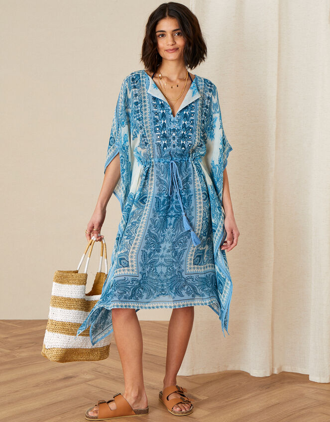 Roxanna Printed Katfan, Blue (BLUE), large