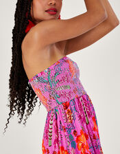 Bandeau Palm Print Dress, Pink (PINK), large