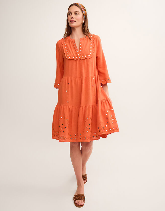 Maddie Mirror Midi Kaftan, Orange (ORANGE), large