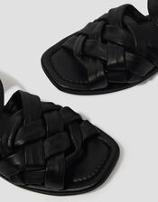 Pip Woven Leather Sandals, Black (BLACK), large