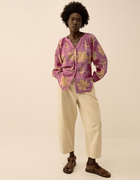 East Hendrix Batik Floral Top, Purple (LILAC), large