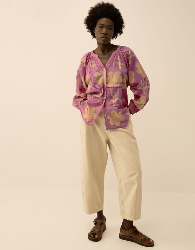 East Hendrix Batik Floral Top, Purple (LILAC), large