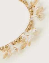 Belle Flower Garland Headband, Ivory (IVORY), large