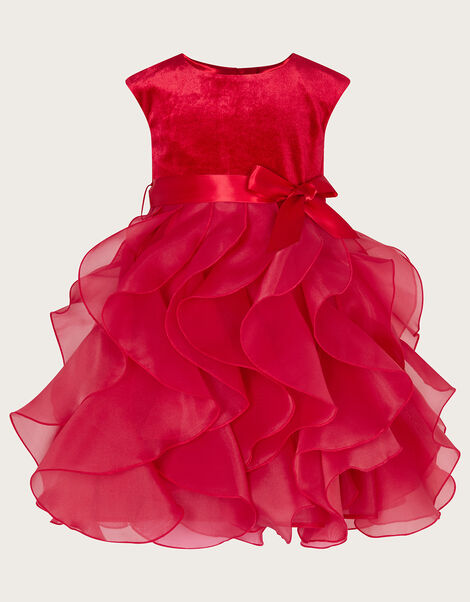 Baby Velvet Cancan Dress, Red (RED), large