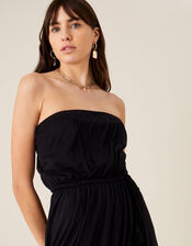 Plain Midi Bandeau Dress , Black (BLACK), large