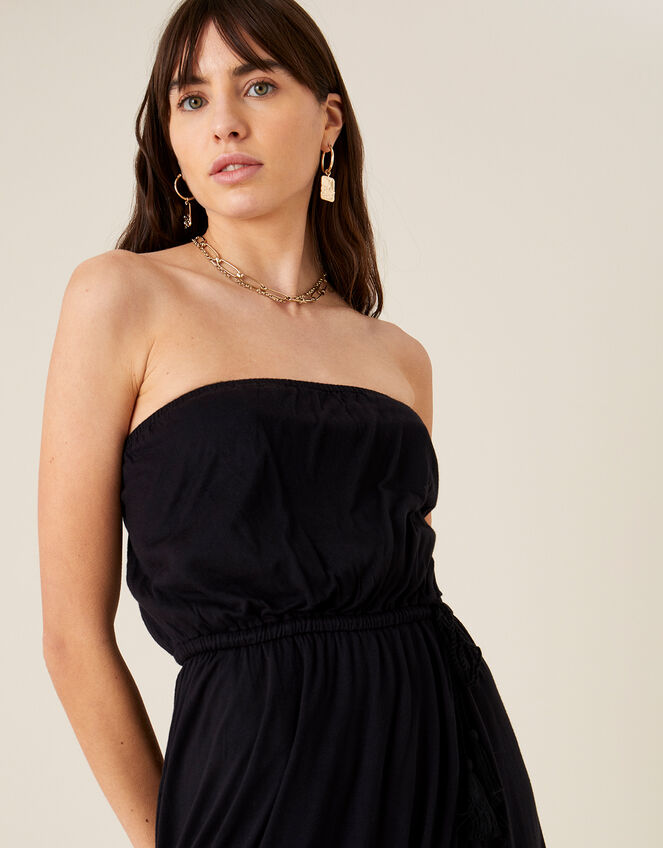 Plain Midi Bandeau Dress , Black (BLACK), large