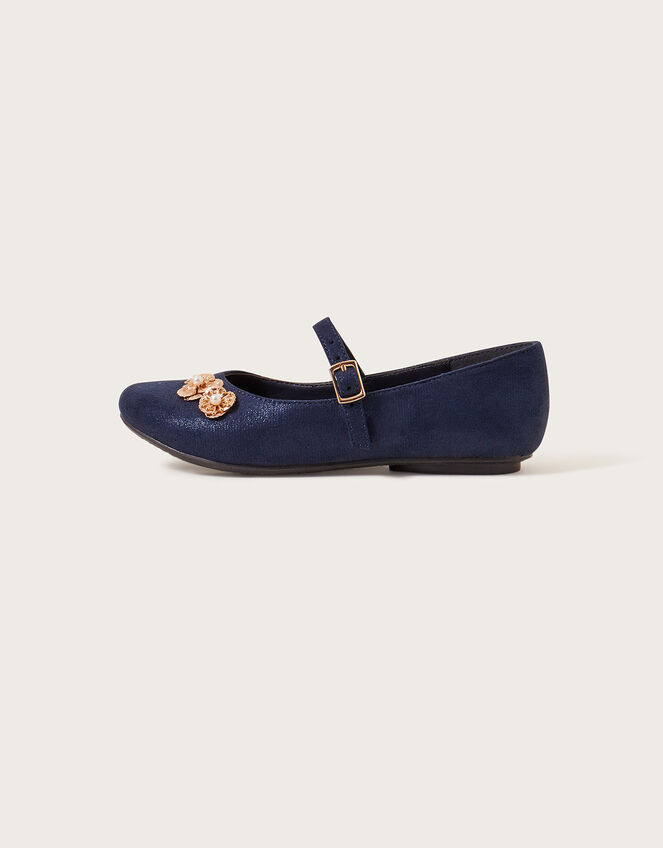 Jasmine Filigree Flower Ballerina Flats, Blue (NAVY), large