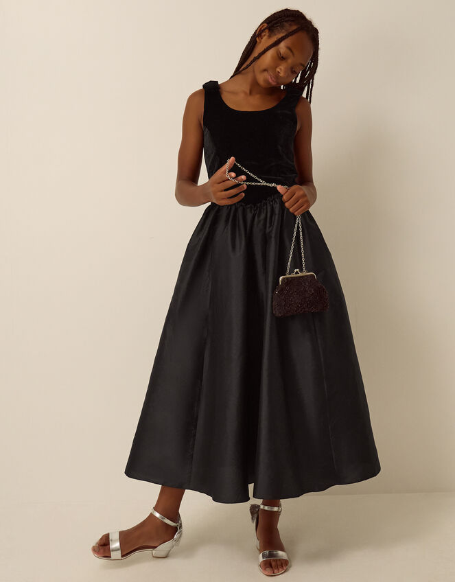 Ohio A-Line Velvet Prom Dress, Black (BLACK), large