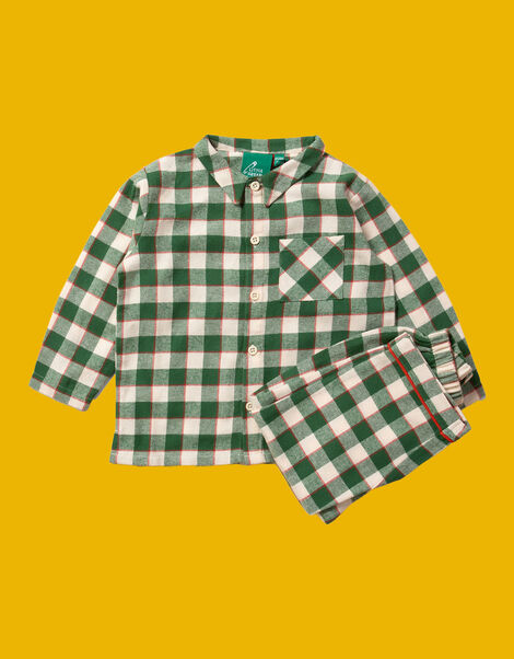 Little Green Radicals Check Pyjamas Set, Green (GREEN), large