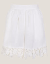 Lara Floral Embroidered Shorts, White (WHITE), large
