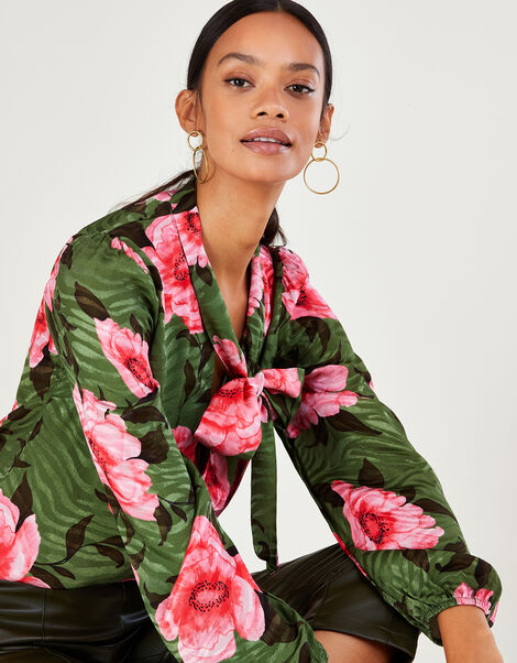 Peonella Floral Print Blouse Green, Green (GREEN), large