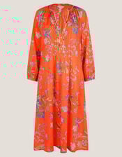 Kaia Floral Tunic Midi Dress, Orange (ORANGE), large