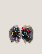 Bejewelled Bow Hair Clip, , large