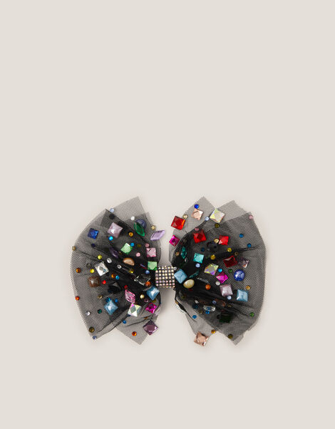 Bejewelled Bow Hair Clip, , large
