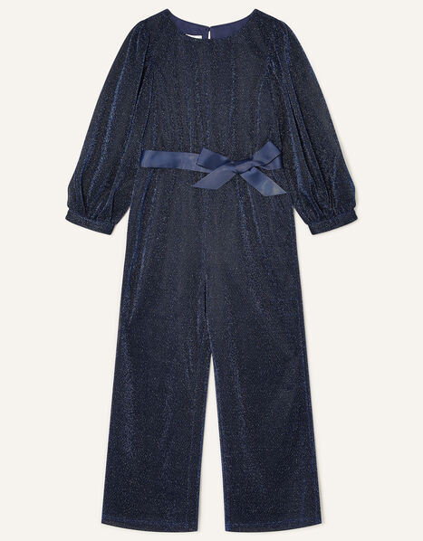 Erin Sparkle Long Sleeve Jumpsuit Blue, Blue (NAVY), large