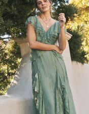 Alda Ruffle Lace Midi Dress, Green (SAGE), large