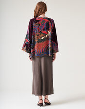 One Hundred Stars Crane Print Velvet Jacket, , large