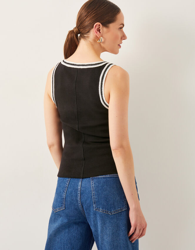 Tate Crochet Trim Tank Top, Black (BLACK), large