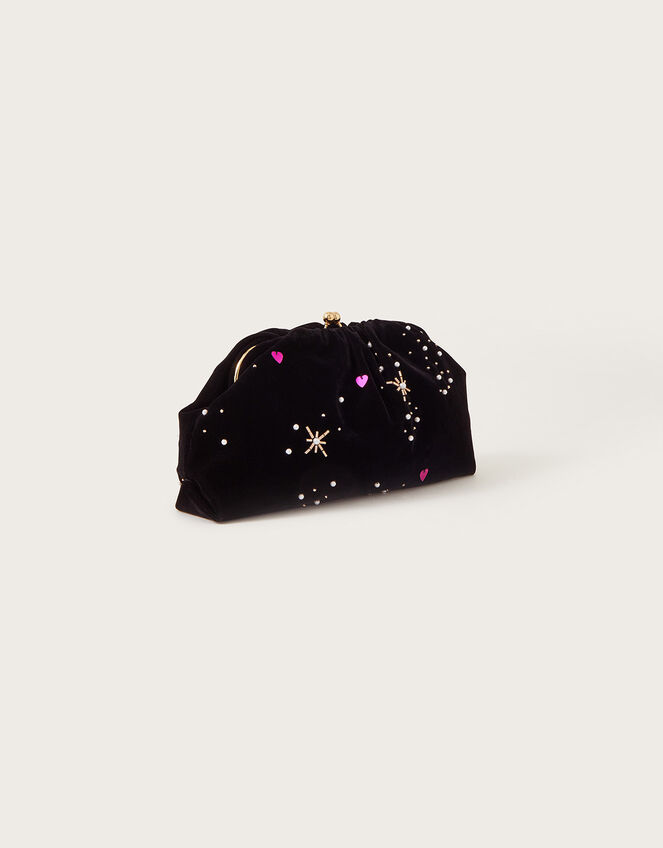 Sequin Heart Pouch Bag, , large