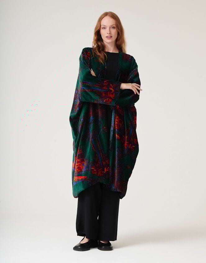 One Hundred Stars Pagoda Forest Long Velvet Jacket, , large