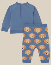 Newborn Dog Cotton Sweatshirt & Joggers Set, Blue (BLUE), large