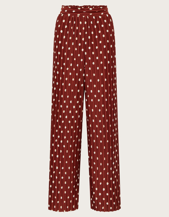 Paris Spot Plisse Trousers, Brown (BROWN), large