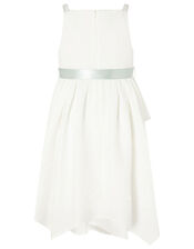 Jersey Jacquard Hanky Hem Dress, Ivory (IVORY), large