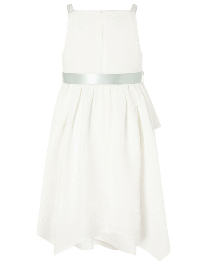 Jersey Jacquard Hanky Hem Dress, Ivory (IVORY), large