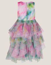 Watercolour Sleeveless Ruffle Party Dress, Multi (MULTI), large