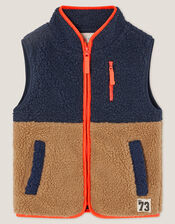 Colourblock Borg Gilet, Blue (NAVY), large