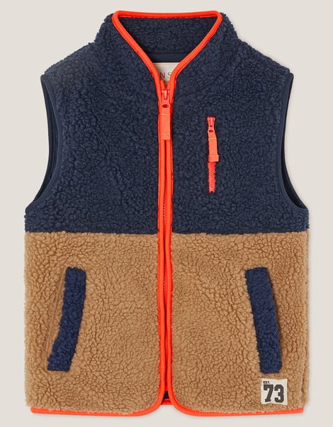 Colourblock Borg Gilet, Blue (NAVY), large