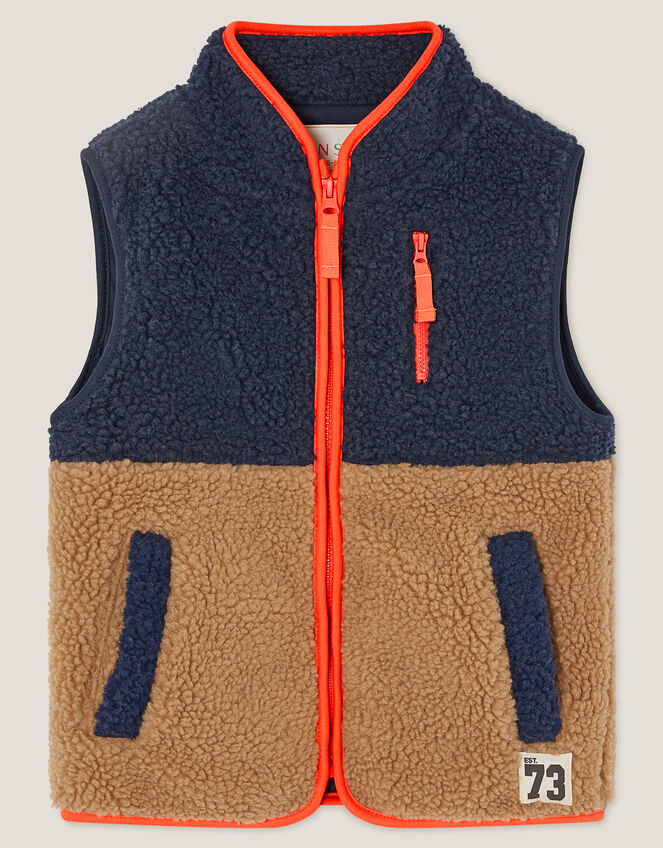 Colourblock Borg Gilet, Blue (NAVY), large