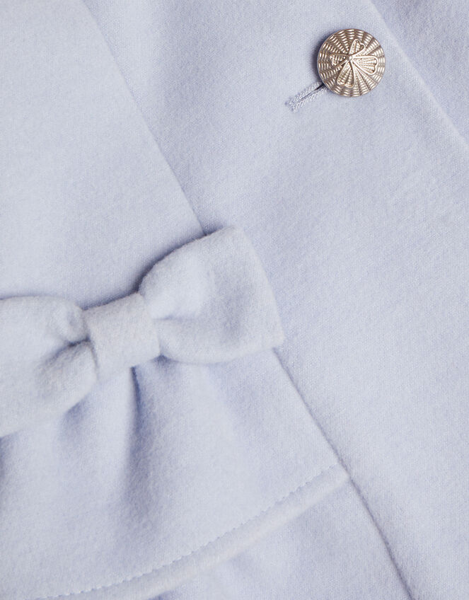 Baby Bow Skirted Hem Coat with Faux Fur Collar, Blue (PALE BLUE), large