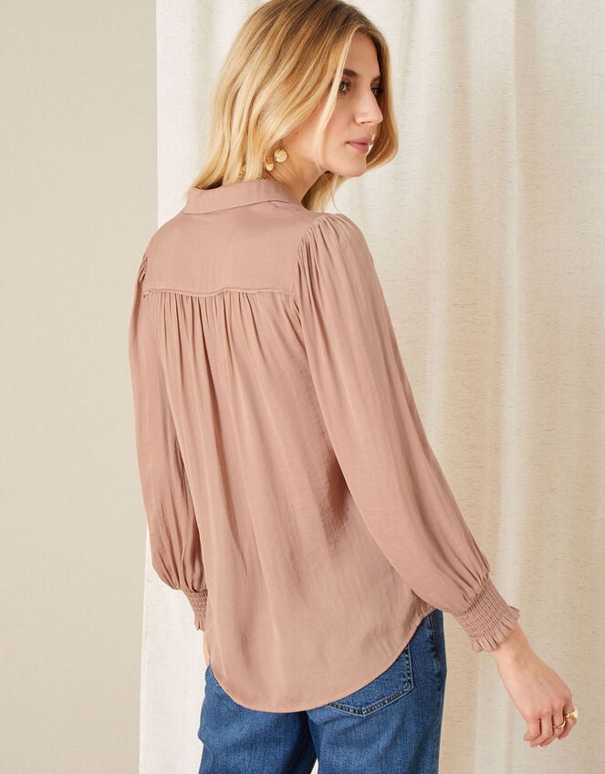 Poppy Satin Blouse, Nude (NUDE), large