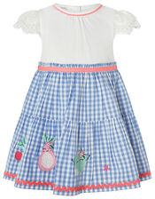 Baby Molly 2-in-1 Gingham Dress with Fruit Embroidery, Blue (BLUE), large