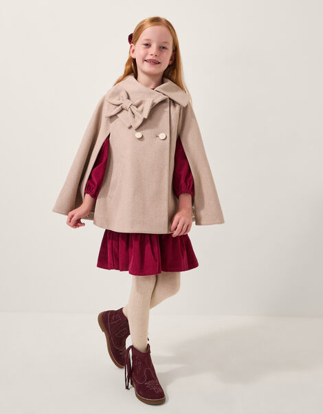 Bow Cape Coat, Camel (OATMEAL), large