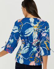 Fleur Blouse in Linen and Organic Cotton, Blue (BLUE), large